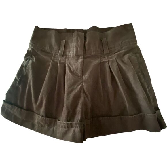 BCBGMaxAzria Size 0  Brown pleated Corduroy Shorts 100% Cotton - Picture 1 of 8